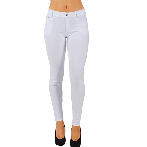 Jean Look Jeggings Slim Fit Pull Up Pants - Picture 2 of 4